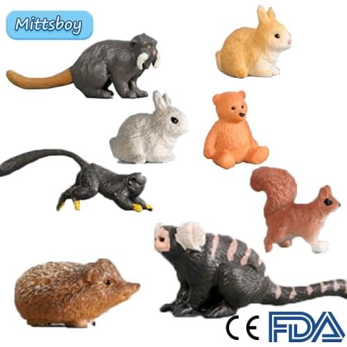 8Pcs Simulation Wild Animals Model Simulation Figures Rabbit Squirrel Educational Toy for Children Baby Toys Figures Collections