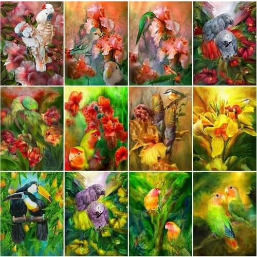 5D Diy Diamond Painting Full Drill Diamond Embroidery Parrot Cross Mosaic Spring Rhinestone Art Paint Handmade Gift Wall Artwork