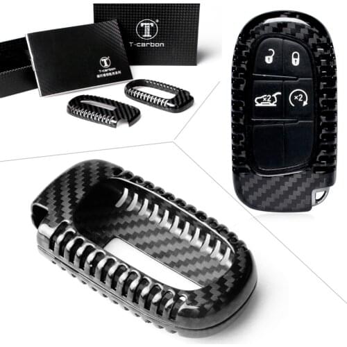 Carbon Fiber Car Key Case Cover Remote Key Fob Shell Replacement For Jeep Dodge Grand Cherokee Ram Universal