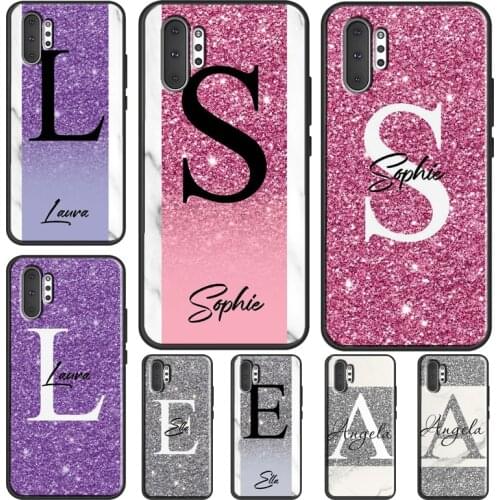 PERSONALISED HANDWRITTEN GLITTER MARBLE Phone Case For Samsung Galaxy S21 Plus S20 FE S8 S10 S9 Plus Note 10 Note 20 Ultra Cover