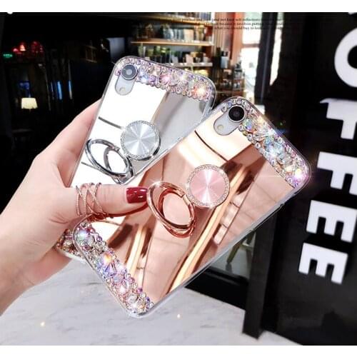 Luxury Mirror Bling Glitter With Finger Ring Case For Xiaomi Redmi 8 7 5 6 4X 4A 5A 6A Note8 7 5 6 4X 5A Diamond Soft Phone Case