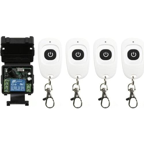 DC12V 24V 1CH 1 CH Mini Wireless RF Remote Control Light Switch 10A Relay Output Radio Receiver Module+one-button Transmitter