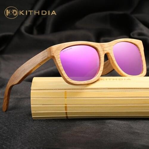 KITHDIA Wood Sunglasses Men & Women Polarized Lenses Sun Glasses Bamboo Frame Eyeglasse Vintage Design Shades UV400 Protection