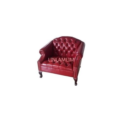 Cow real genuine leather sofa living room chair home furniture modern American Country style leisure chair with leather buttons