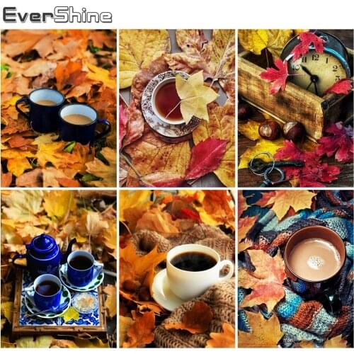 Evershine 5D DIY Diamond Painting Coffee Cross Stitch Kit Diamond Embroidery Landscape Pictures Of Rhinestones Home Decor Gift