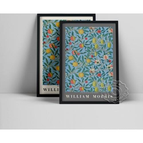 William Morris Exhibition Museum Art Prints Poster, Flower Fruit Ornamental Pattern Canvas Painting, Background Wall Home Decor