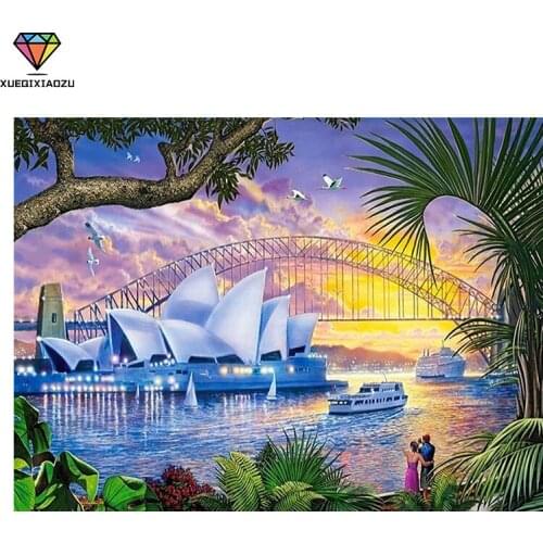 XUEQIXIAOZU 5D DIY Painting Full Round Diamond Famous Landmark Picture Cross Stitch Mosaic Picture Rhinestones Embroidery