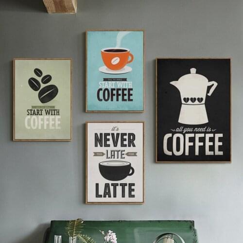 Coffee Canvas Painting Print Poster Cafe Modern Art Canvas Painting for Kitchen Bar Cafe Decor Wall PicturesNo Frame