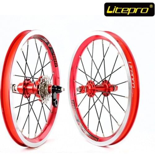 Litepro Folding Bike Wheel Set 14 inch 16-20H 4 Bearing Hub Professional Bicycle Refiting