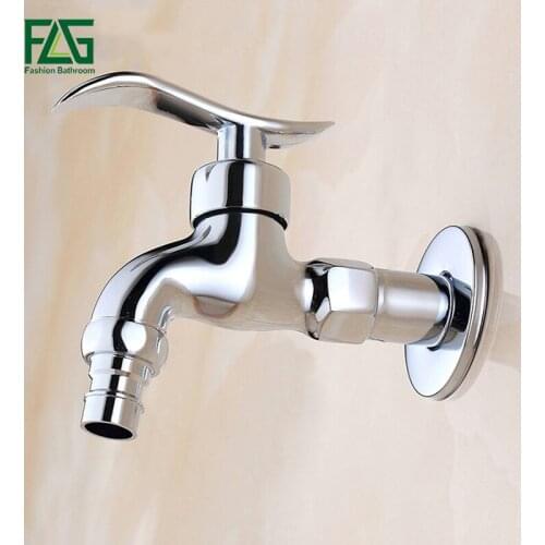 FLG Zinc-alloy Bibcock Cold Tap Chrome Polished Washing Machine Faucet Toilet Bibcock Garden Faucet Wall Mounted Toilet Tap