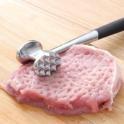 Kitchen Double-sided Meat Tenderizer Metal Meat Hammer Household Stainless Steel Rolled Meat Steak Meat Tenderizer Gadgets