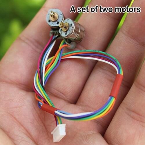 A Pair Micro Mini Stepper Motor Small 8mm Electric 2-phase 4-wire Stepper Motor Precision with Copper Gear and Connecting Wire