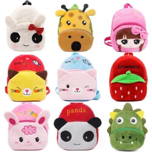Fashion Children School Bags 3D Cartoon Print Plush Kids Backpack Kindergarten Boys and Girls School Bags Mini Backpack Book Bag