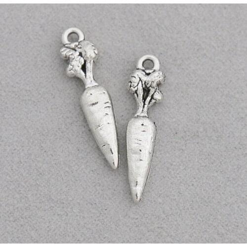 RAINXTAR Fashion Alloy Carrot Vegetable Charms Kid Gifts Charms 6*25mm 20pcs AAC321