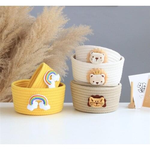 Cartoon Animals Cotton Rope Storage Baskets Baby Dirty Clothes Laundry Basket Weaving Kids Toys Desktop Sundries Organizer Box
