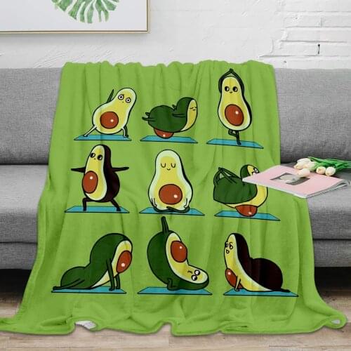 Avocado Yoga Throw Blanket Warm Microfiber Blanket Funny Design Avocado Yoga Coral Fleece Fabric Blanket For Bedroom