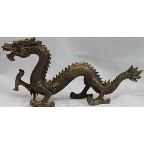 Song voge gem S0081 China Folk old bronze Copper Feng Shui Lucky auspicious Zodiac Fly Dragon Statue