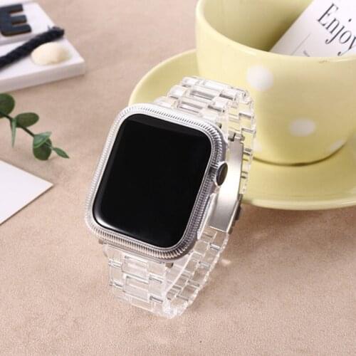 Transparent protective case + strap for iWatch Band 6 5 4 3 2 SE Correa for Apple Watch 38mm 42mm 40mm 44mm bracelet ring