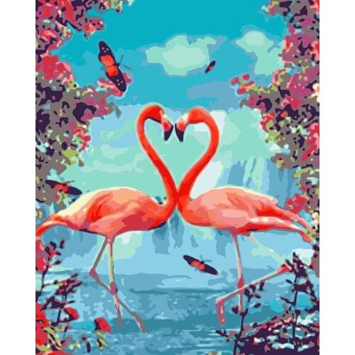 ROYALDREAM Love Flamingos Diy Digital Painting By Digital Modern Wall Art Pictures For The Home Wall Art Works
