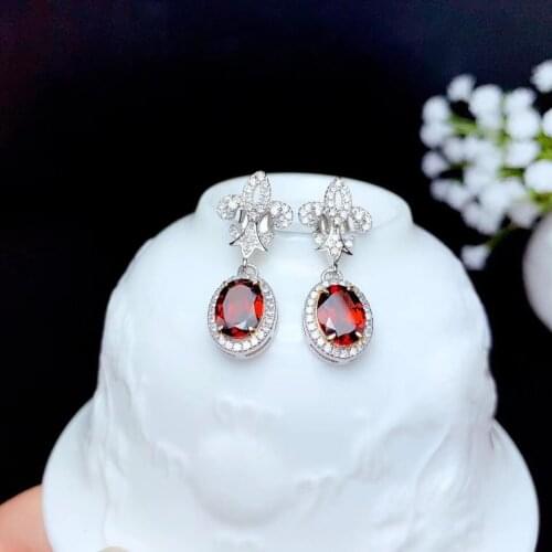 The best gift for Anniversary Garnet Earring Natural And Real 925 sterling silver Garnet Earring