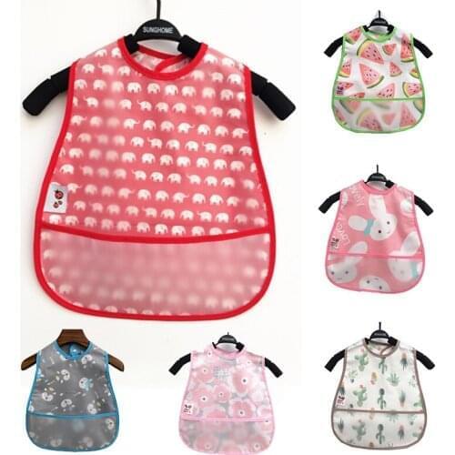 Cartoon Pattern Lunch Feeding Scarf Baby Sleeveless Waterproof Bib EVA Layer Adjustable Saliva Cloth Soft Cotton Baby Bibs