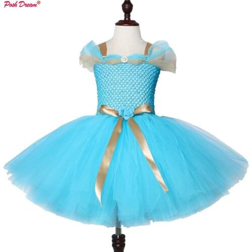 POSH DREAM Aladdin Cosplay Theme Clothing for Girls Aqua Jasmine Princess Tutu Dress Baby Halloween Christmas Costumes Girls