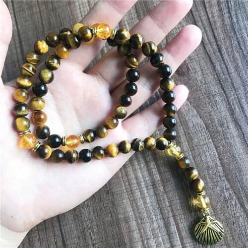 High-quality Natural Tiger Eye Bracelet Yellow Quartz Bracelet Wrist mala 2 Laps Healing bracelets Meditation Jewelry