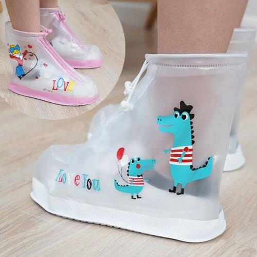 High Quality Children Adult Non Slip Shoe Cover Waterproof Kids Cartoon Little Dinosaur Rain Boots Reusable Wear Resistant