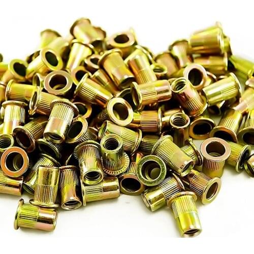 10/20/30/50pcs Zinc Plated Carbon Steel Rivet Nut Threaded Insert Nutsert M3 M4 M5 M6 M8 M10 M12 Flat Head Threaded Rivet