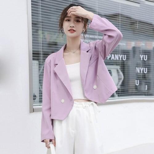 Design Fashion Blazer Female Korean Style Spring Autumn Leisure Women Suit Jacket Purple Black White Small Suits Streetwear W860