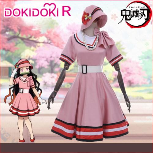 DokiDoki-R Anime Demon Slayer: Kimetsu no Yaiba Kamado Nezuko Cosplay Costume Women Nezuko Casual Wear Kimetsu no Yaiba Cosplay