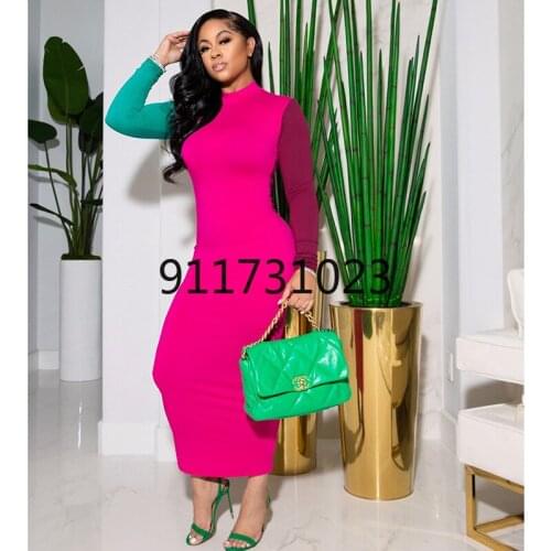 2021 New Summer and Autumn African Women Long Sleeve O-neck Polyester Long Dress African Dresses for Women African Dress