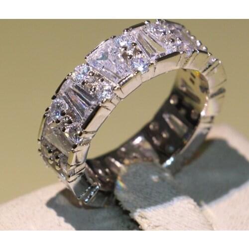 Size 5-10 Pattern ring Smooth Face High Quality Vintage Fashion Jewelry 925 Sterling Silver Princess Cut AAA CZ Ring for Women