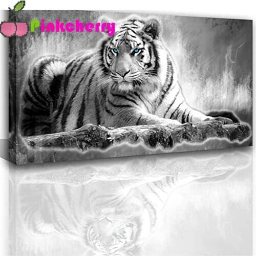 Animal Diamond Painting Black and White Tiger Blue Eyes Diamond Embroidery Picture Painting Full Square Round Diamond Art k1330