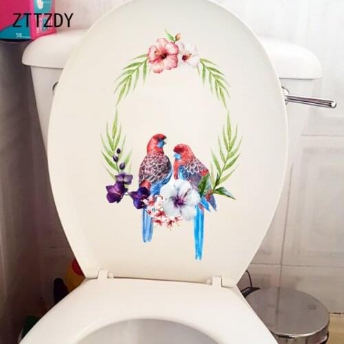 ZTTZDY 15.9CM×25.8CM Bird On Grass Ring WC Toilet Stickers Funny Home Wall Decoration Accessories T2-0900