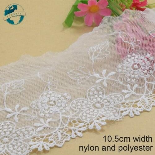3yards 10.5cm wide white lace polyester embroid lace sewing ribbon fabric guipure diy trims wedding lace DIY Accessories#3870