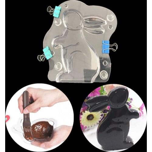 3D Rabbit Shaped Chocolate Mold Reusable Easter Bunny Candy Mold Sugar Paste Mold Cake Decorating Tools DIY Kitchen Accessories