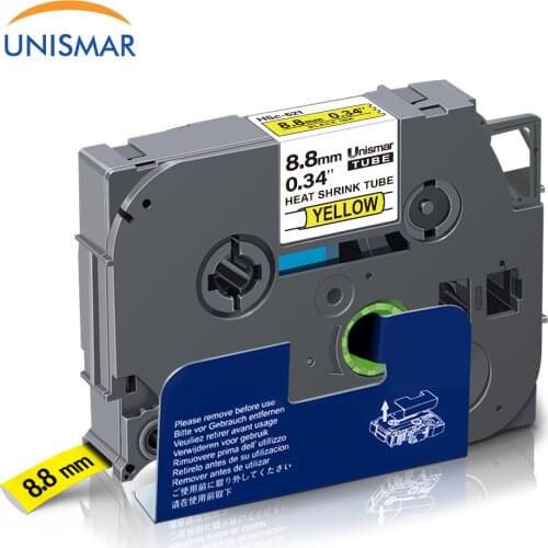 Compatible for Brother HSe-621 HSe621 Black on Yellow 8.8mm*1.5m Heat Shrink Tube Cable Label for Brother P touch Label Maker