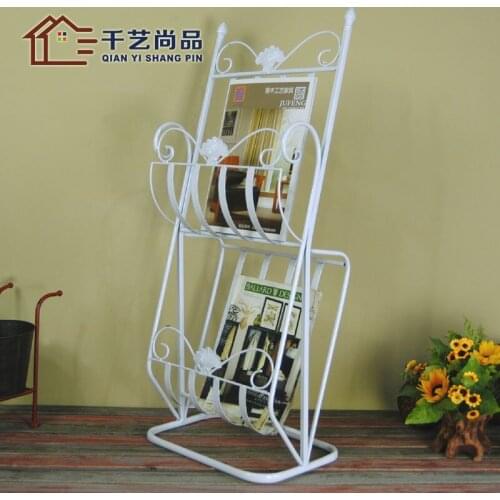 LOFT ready mobile metal white American iron shelf retro papers magazine rack frame multilayer