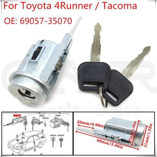 For Toyota 4Runner Tacoma 2.4L 2.7L 3.4L Ignition Lock Cylinder Tumbler with 2 Keys 69057-35070 6905735070 69057-12340 IC-TA-96L