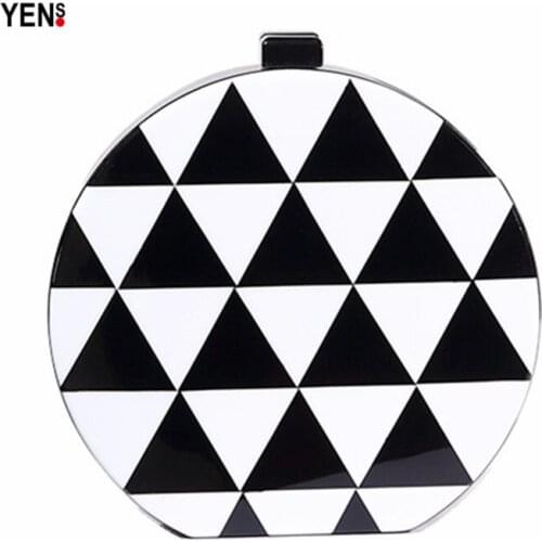 Feminina Brand Fashion Cute Round Handbag Geometric Hard Wallet Woman Acrylic Clutch Luxury Handbag Small Vintage Evening Bag