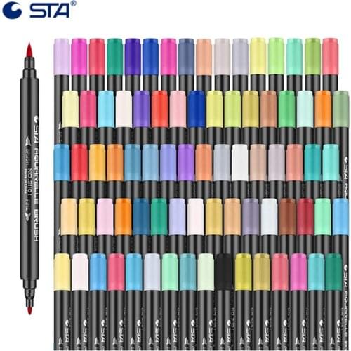 Dual Tip Brush Art Markers Pen 12/24/36/48 Colors Watercolor Pen For Manga Calligraphy Drawing School Supplies Stationery