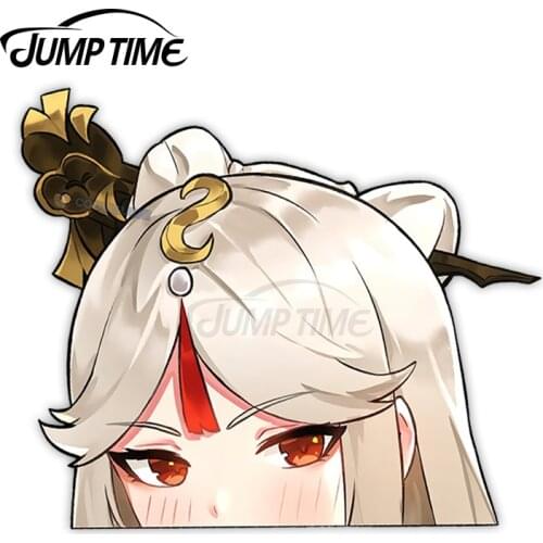 JumpTime 13 x 9.3cm Ningguang Genshin Impact Peeker Fine Decal DIY Anime Decals 3D Car Stickers Waterproof Custom Printing Decor