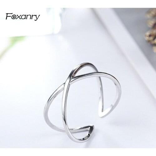 Evimi Wholesale 925 Sterling Silver Party Rings for Women Couples Minimalist Geometric Cross Handmade Ring Creative Jewelry