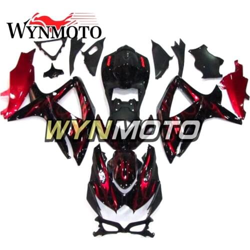 Complete Fairings Kit For GSXR600 750 2008-2010 08 09 10 K8 Injection ABS Plastics Fairings Red Black Flame Bodywork Cowling New