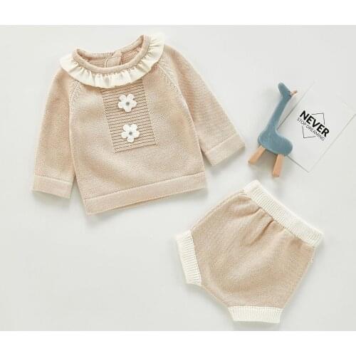 Newborn Baby Girls Clothes Set Autumn Winter Knitted Baby Sweater Infant Clothing Set Girls Coat Outfits Toddler Cardigan Pants