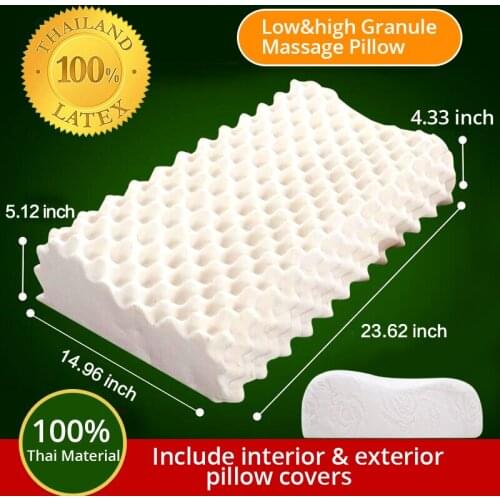 Latex Pillow 100% Thailand Natural Talalay Process Low & High High-elastic Breathable Anti-mite Insomnia Granule Massage Design