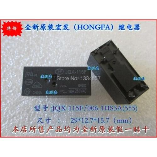 Original New HF JQX-115F HF115F 006-1HS3A JQX-115F-006-1HS3A HF115F-006-1HS3A 16A250VAC 6PINS 24VDC Power Relay