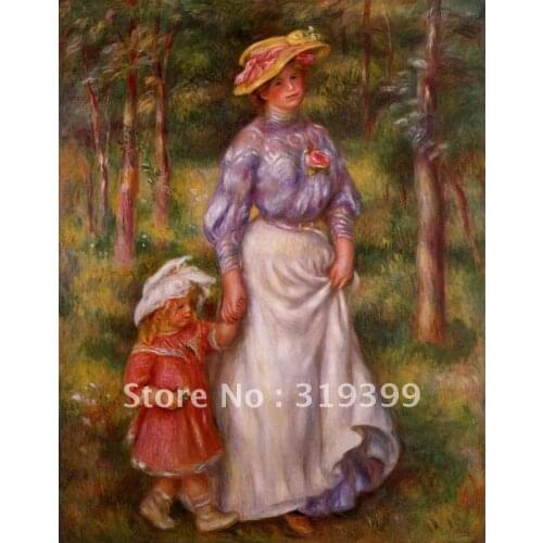 Oil Painting Reproduction on linen canvas,la promenade by pierre auguste renoir,Free Fedex Shipping,handmade,Museum quality