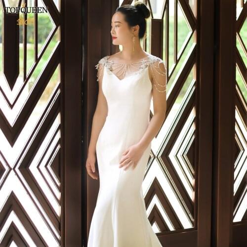 TOPQUEEN G10 Exaggerated Necklace Pearls Beaded Lace Embroidery Bridal Shawl Luxury Diamon Chain Vintage Womens Lace Cape